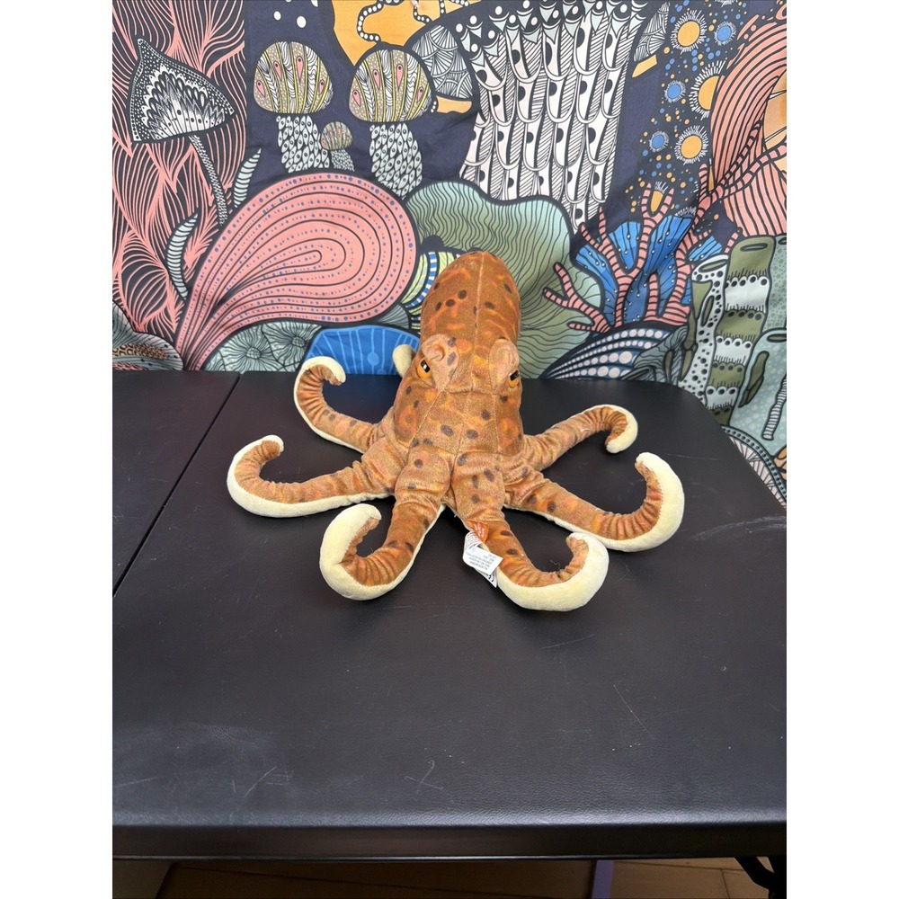 Wild Republic Giant Octopus plush 14" Realistic Orange Eyes soft sea animal